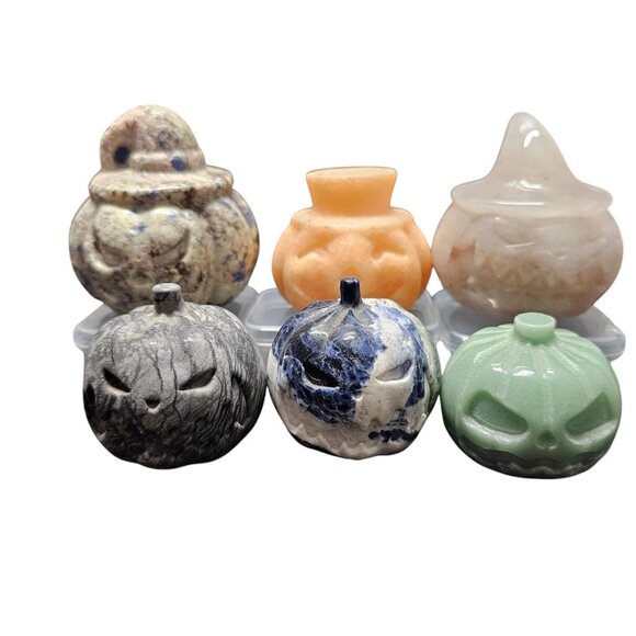 Large Mixed Crystal Pumpkin Carvings Lot Bundle - Picture 9 of 10